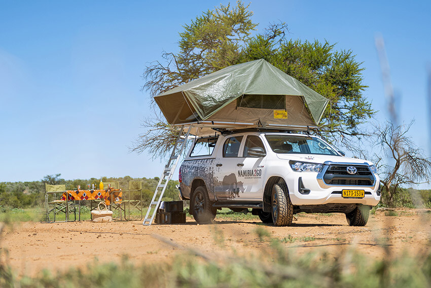 Toyota Hilux with camping equipment, rental car, Namibia