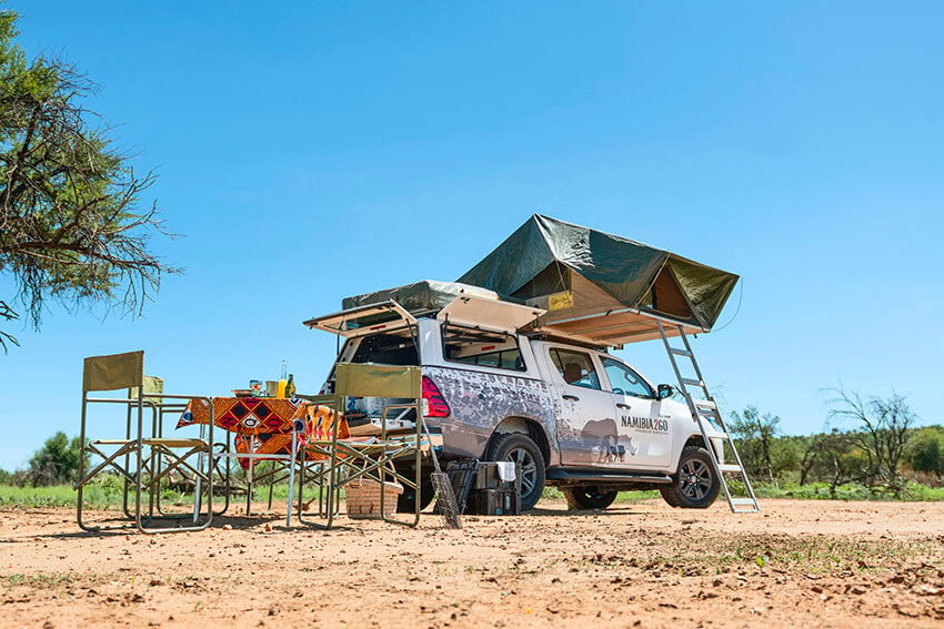 Toyota Hilux with camping equipment, rental car, Namibia