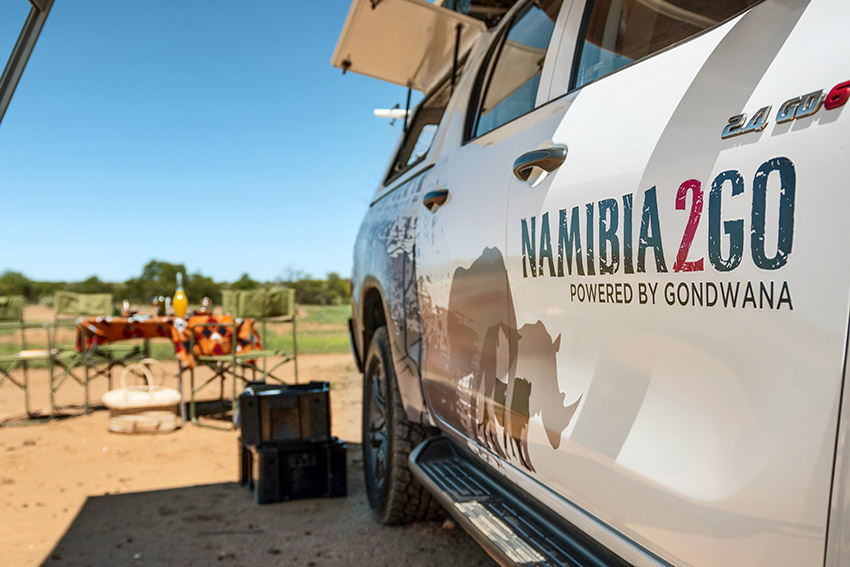 Toyota Hilux with camping equipment, rental car, Namibia