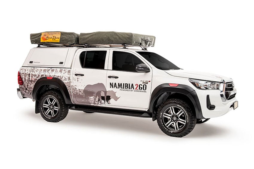 Toyota Hilux with camping equipment, rental car, Namibia