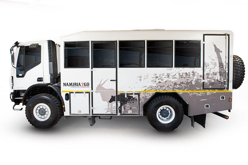 4×4 Iveco Eurocargo, passenger bus, rental vehicle, Namibia