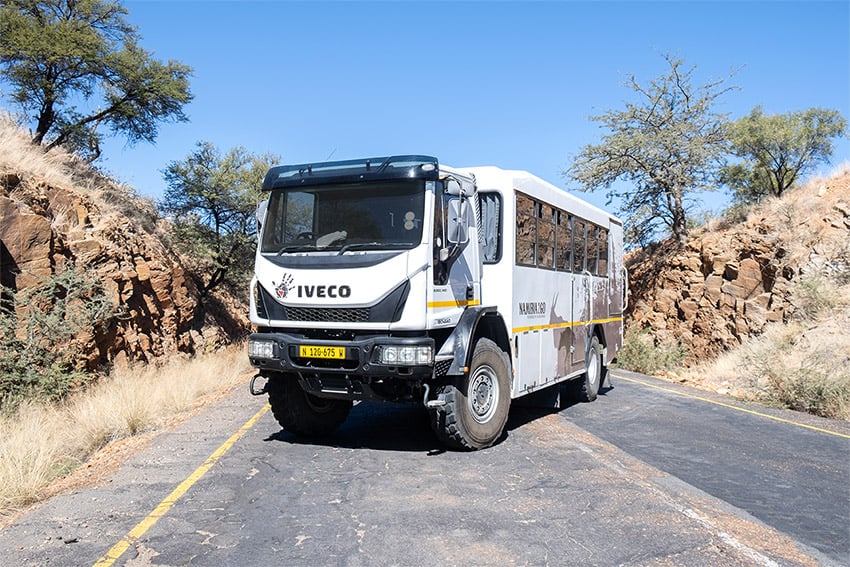 4x4 Iveco Bus Rental Namibia | 18–22 Seater Group Transport Namibia2Go