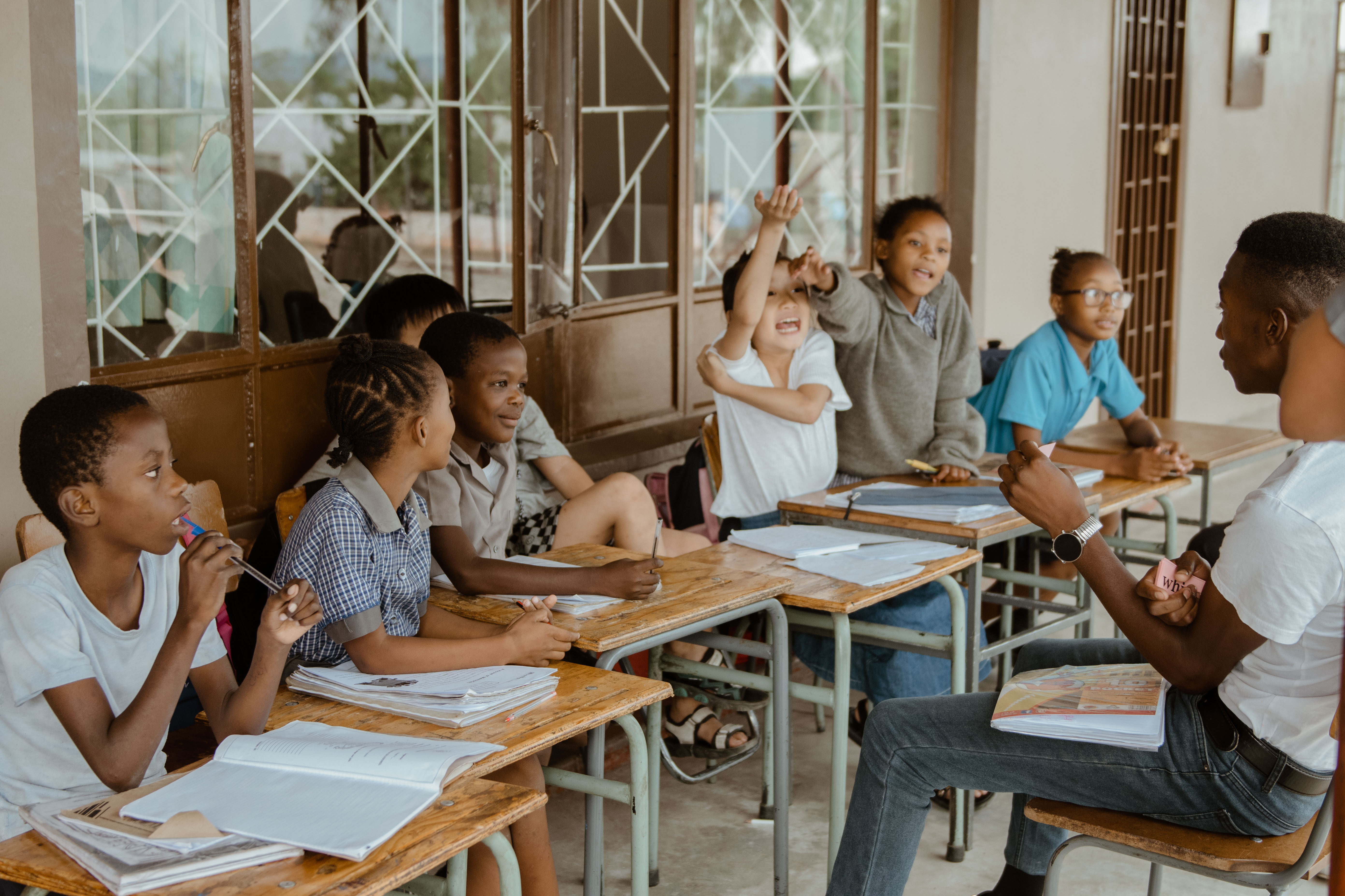 Namibian teacher supporting young learners through the Gondwana Care Trust’s school programme.
