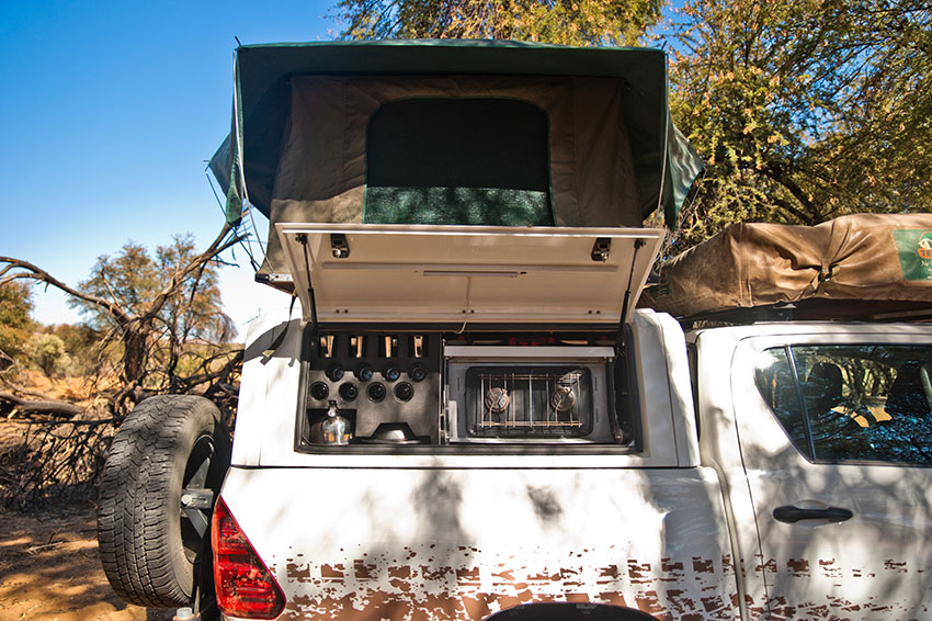 Toyota Hilux with camping equipment, rental car, Namibia