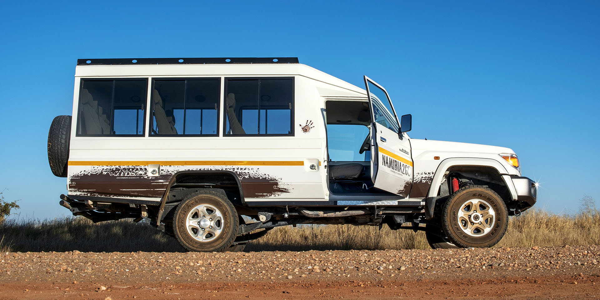 Stretched Land Cruiser, rental car, Namibia