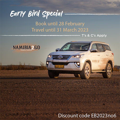 Early Bird Discount on rental cars, Namibia