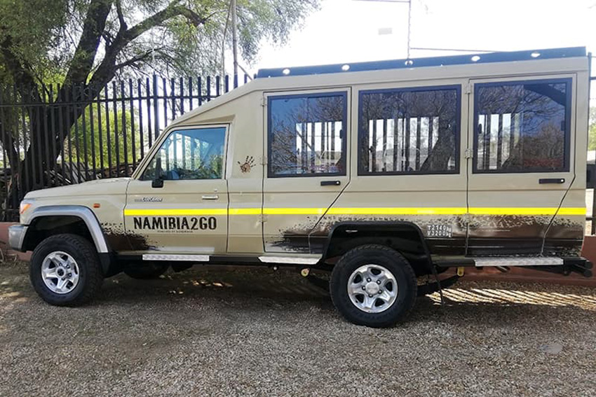 Stretched Land Cruiser, rental car, Namibia